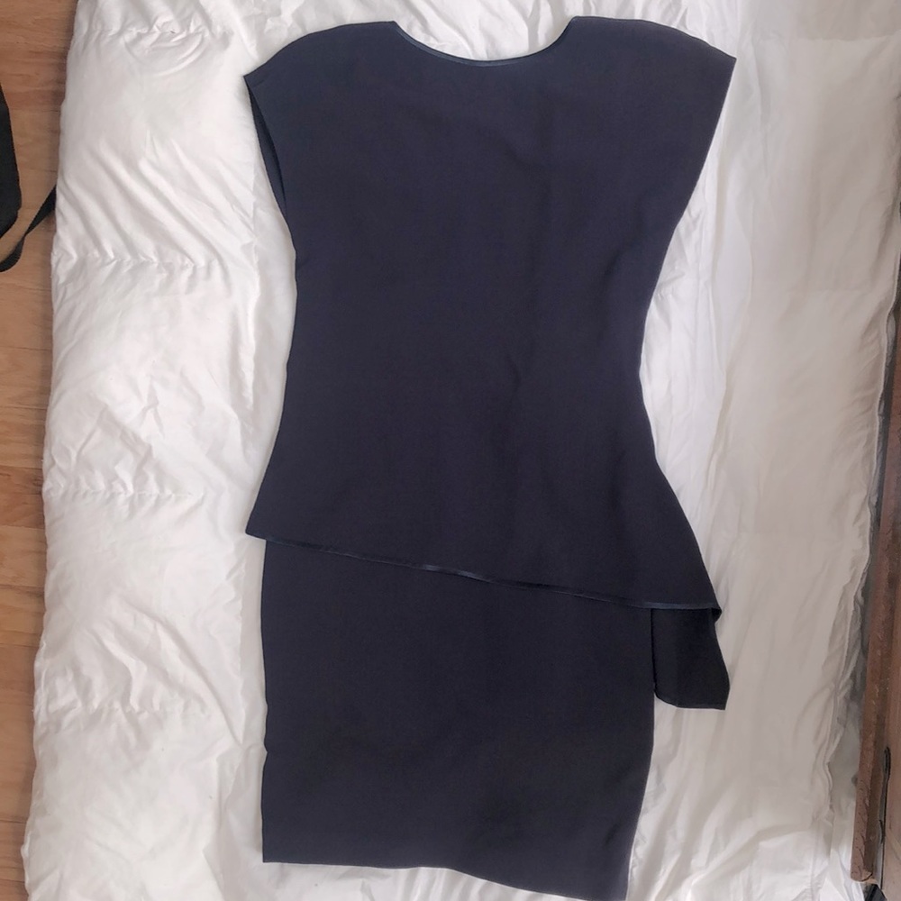 Bill Blass Navy Peplum Midi Dress - size 6